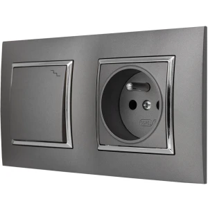 Gniazdo Z Włącznikiem Schodowym Szary Srebro Ospel Aria