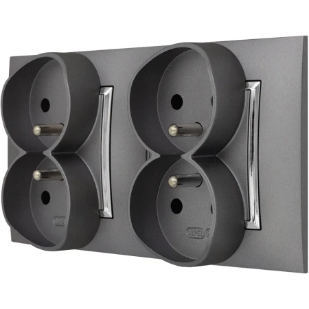 Gniazdo Poczwórne Pokojowe Ścienne Szary Srebro