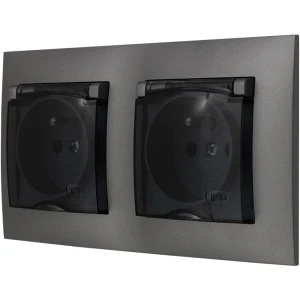 Gniazdo Hermetyczne Podwójne Łazienkowe Ospel Aria Szary