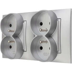 Gniazdo Poczwórne Pokojowe Ścienne Srebrny Ospel Aria