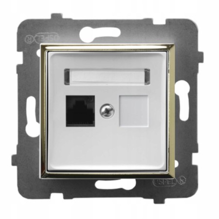 Moduł Biały / Złoty Bez Ramki Internetowe Rj45 1X Ospel Aria