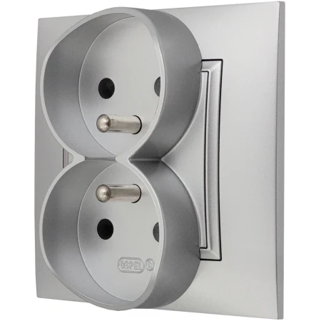 Gniazdo Podwójne Z Uziemieniem Ospel Aria Gniazdko Srebrny Ospel Aria