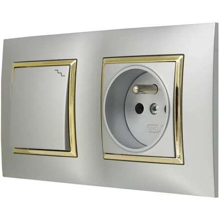 Gniazdo Z Włącznikiem Schodowym Srebrny Złoto Ospel Aria