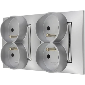 Gniazdo Poczwórne Pokojowe Ścienne Ospel Aria Srebrny Srebro