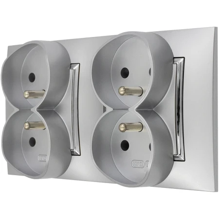 Gniazdo Poczwórne Pokojowe Ścienne Ospel Aria Srebrny Srebro