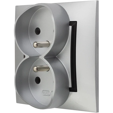 Gniazdo Podwójne Z Uziemieniem Ospel Aria Gniazdko Srebrny Czarny