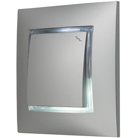 Włącznik Schodowy Srebrny Z Podświetleniem Białym Ospel Aria