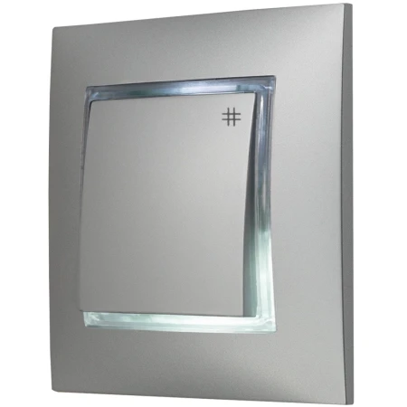 Włącznik Krzyżowy Srebrny Z Podświetleniem Białym Ospel Aria