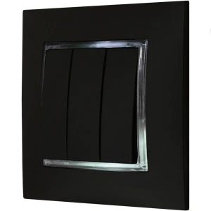 Włącznik Czarny Podświetlany Led Biały Potrójny Z Ramką 33.B Ospel Aria