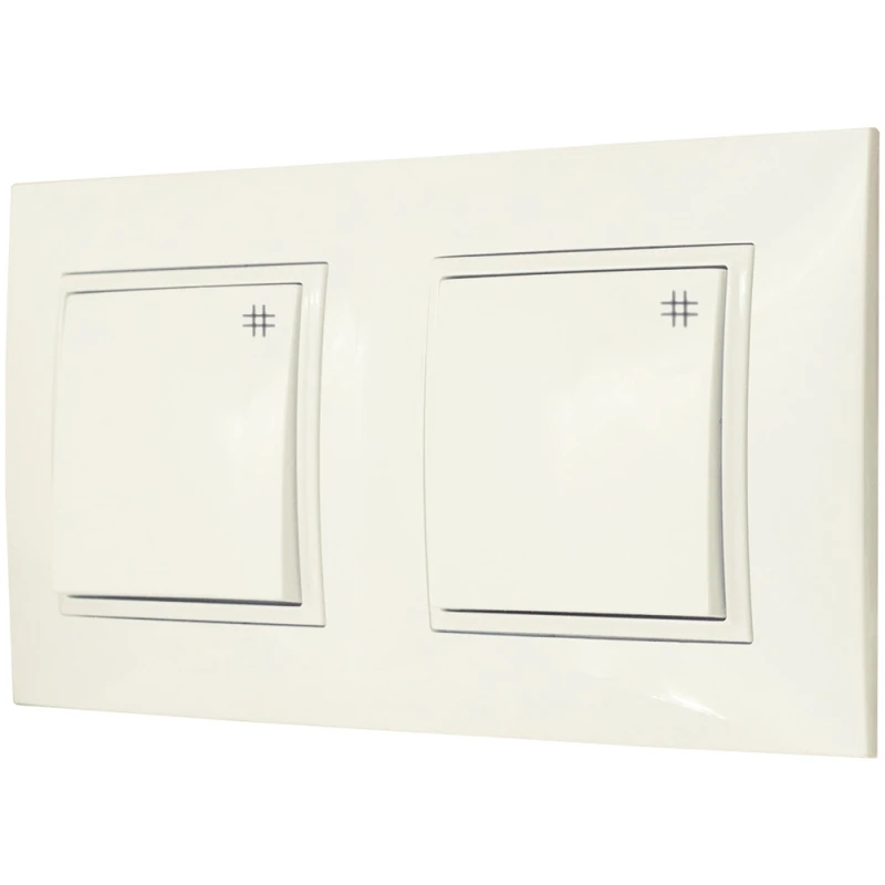 Włącznik Światła Dwa Krzyżowe W Ramce Ecru Ospel Aria