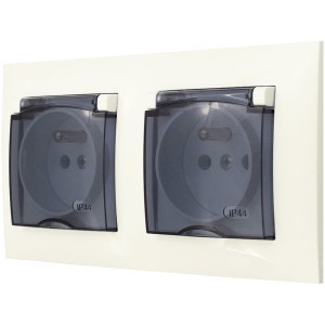 Gniazdo Hermetyczne Podwójne Łazienkowe Ospel Aria Ecru