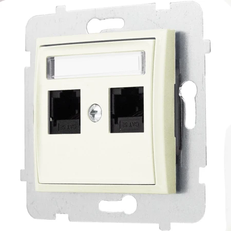 Moduł Ecru Bez Ramki Gniazdo Internetowe 2X Ospel Aria