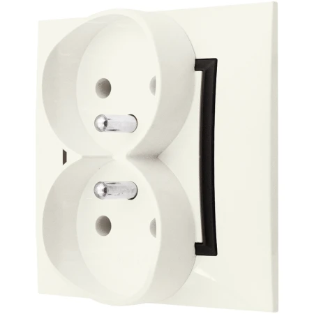 Gniazdo Podwójne Z Uziemieniem Ospel Aria Gniazdko Ecru Czarny