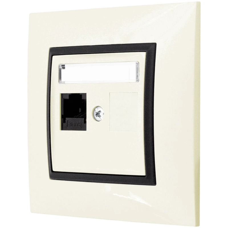 Gniazdo Internetowe Rj45 1X Ospel Aria Ecru Czarny
