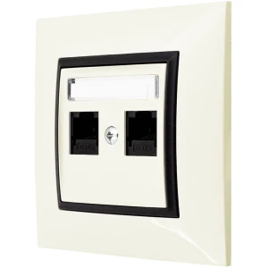 Gniazdo Internetowe Rj45 2X Ospel Aria Ecru Czarny