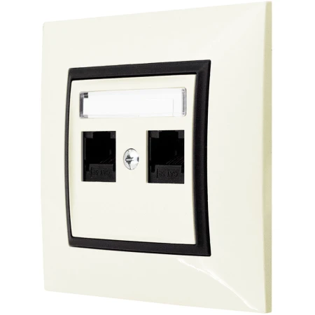 Gniazdo Internetowe Rj45 2X Ospel Aria Ecru Czarny