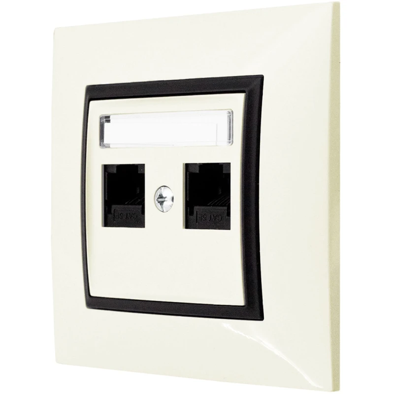 Gniazdo Internetowe Rj45 2X Ospel Aria Ecru Czarny