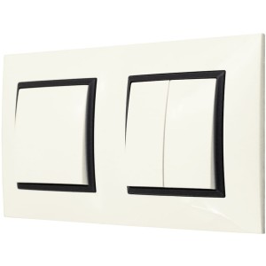 Włącznik Pojedynczy I Podwójny W Ramce Ospel Aria Ecru Czarny