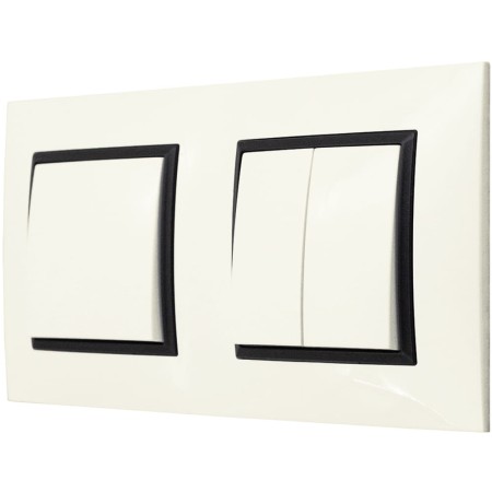 Włącznik Pojedynczy I Podwójny W Ramce Ospel Aria Ecru Czarny
