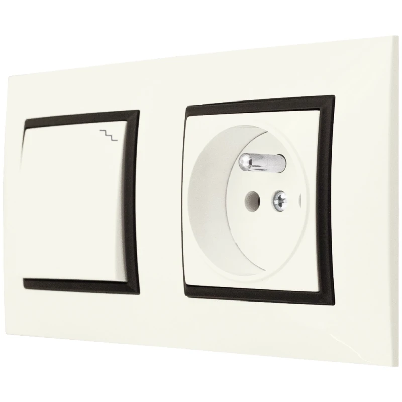 Gniazdo I Włącznik Schodowy Ospel Aria Ecru Czarny