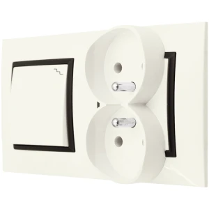 Gniazdo Podwójne Włącznik Schodowy Ospel Aria Ecru Czarny