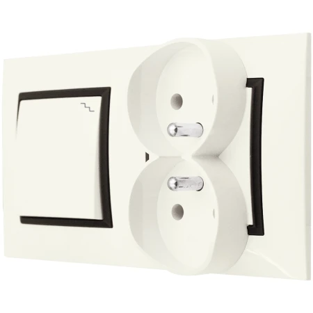 Gniazdo Podwójne Włącznik Schodowy Ospel Aria Ecru Czarny