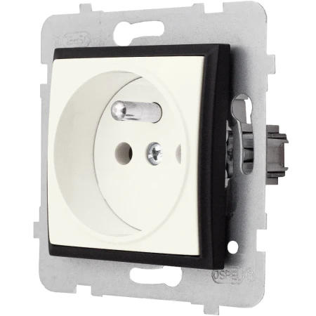 Moduł Ecru / Czarny Bez Ramki Gniazdo Pojedyncze Ospel Aria