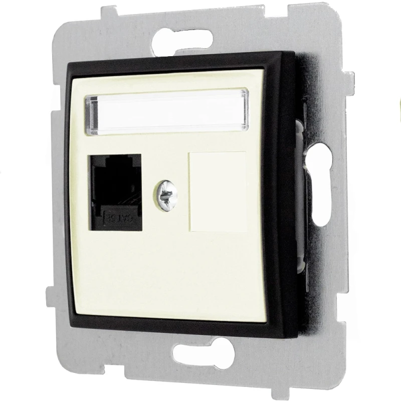 Moduł Ecru / Czarny Bez Ramki Internetowe Rj45 1X Ospel Aria