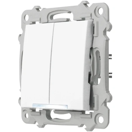 Szafir Włącznik Dwugrupowy Świecznikowy Z Podświetleniem Białym Biały