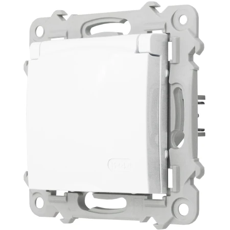 Ospel Szafir Gniazdo Bryzgoszczelne Z Uziemieniem Ip-44 Wieczko W Kolorze Wyrobu Biały