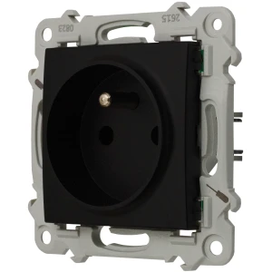 Ospel Szafir Gniazdo Pojedyncze Z Uziemieniem Z Przesłonami Torów Prądowych Czarny Metalik