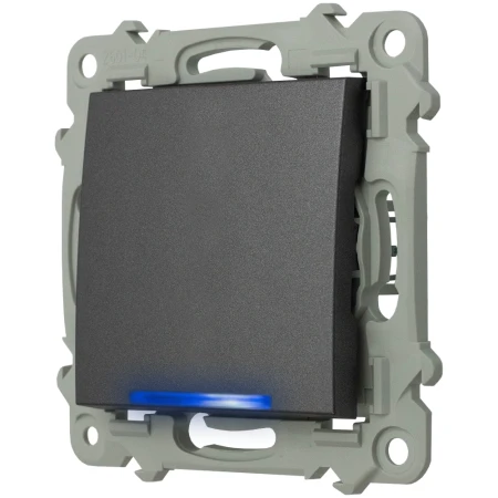 Ospel Szafir Włącznik Jednobiegunowy Z Podświetleniem Niebieskim Szary Mat