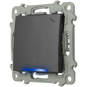 Ospel Szafir Włącznik Schodowy Z Podświetleniem Niebieskim Szary Mat