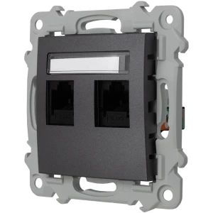 Ospel Szafir Gniazdo Komputerowe Podwójne, Kat. 5E Mmc Szary Mat