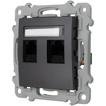 Ospel Szafir Gniazdo Komputerowe Podwójne, Kat. 5E Mmc Szary Mat