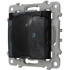 Ospel Szafir Gniazdo Bryzgoszczelne Z Uziemieniem Ip-44 Z Przesłonami Torów Prądowych Wieczko Przezroczyste Czarny Metalik
