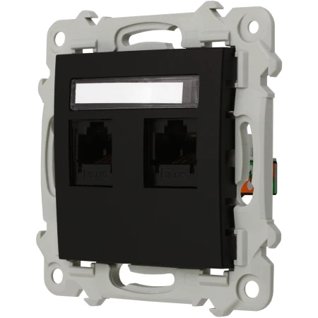 Ospel Szafir Gniazdo Komputerowe Podwójne, Kat. 5E Mmc Czarny Metalik