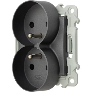 Ospel Szafir Gniazdo Podwójne Z Uziemieniem Moduł Bez Ramki Szary Mat