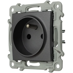 Ospel Szafir Gniazdo Pojedyncze Z Uziemieniem Z Przesłonami Torów Prądowych Szary Mat