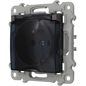 Ospel Szafir Gniazdo Bryzgoszczelne Z Uziemieniem Ip-44 Wieczko Przezroczyste Szary Mat