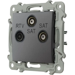 Ospel Szafir Gniazdo Rtv-Sat Z Dwoma Wyjściami Sat Szary Mat
