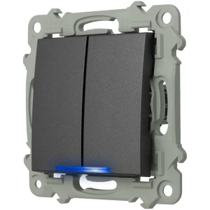Ospel Szafir Łącznik Schodowy + Jednobiegunowy Z Podświetleniem Niebieskim Szary Mat