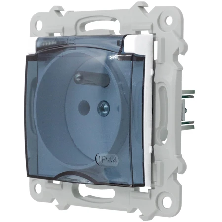 Ospel Szafir Gniazdo Bryzgoszczelne Z Uziemieniem Ip-44 Z Przesłonami Torów Prądowych Wieczko Przezroczyste Biały