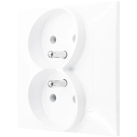Ospel Szafir Gniazdo Podwójne Z Uziemieniem Kompletne Z Ramką Biały