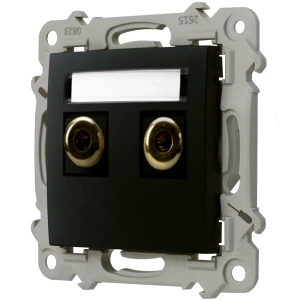 Ospel Szafir Gniazdo Głośnikowe Pojedyncze Czarny Metalik