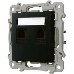 Ospel Szafir Gniazdo Telefoniczne Podwójne Niezależne Czarny Metalik