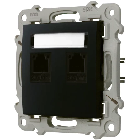 Ospel Szafir Gniazdo Telefoniczne Podwójne Niezależne Czarny Metalik