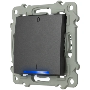 Ospel Szafir Łącznik Dwubiegunowy Z Podświetleniem Niebieskim Szary Mat