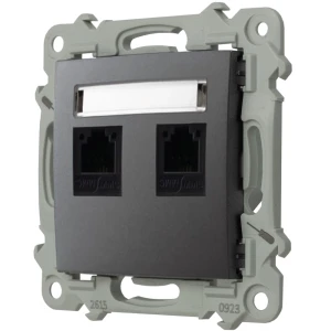 Ospel Szafir Gniazdo Telefoniczne Podwójne Niezależne Szary Mat