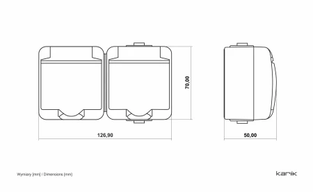 Gniazdo Podwójne Z Uziemieniem 2X(2P+Z) (Klapka Grafitowa; Bez Przesłon) Natynkowy Popielaty / Grafitowy Junior